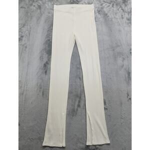 REVOLVE Weekend Stories Allister Rib Pant Womens L Cream Pull On Split Hems Luxe